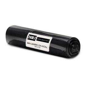 240Ltr Super Heavy Duty Bin Liner 25<span style="text-transform:lowercase;">um</span> - Black [100 Roll]