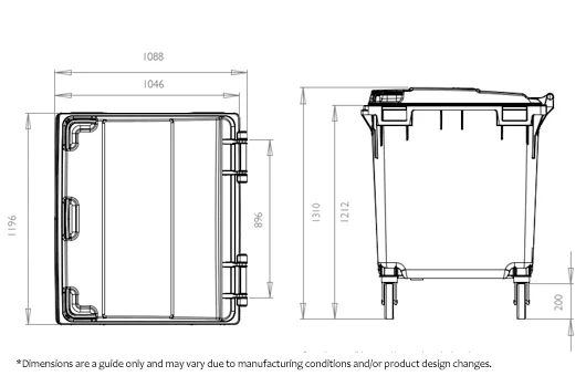 1100 Litre Wheelie Bin Lid specifications