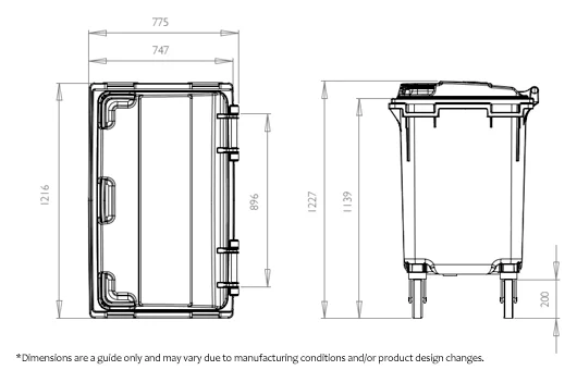 660 Litre Wheelie Bin specifications